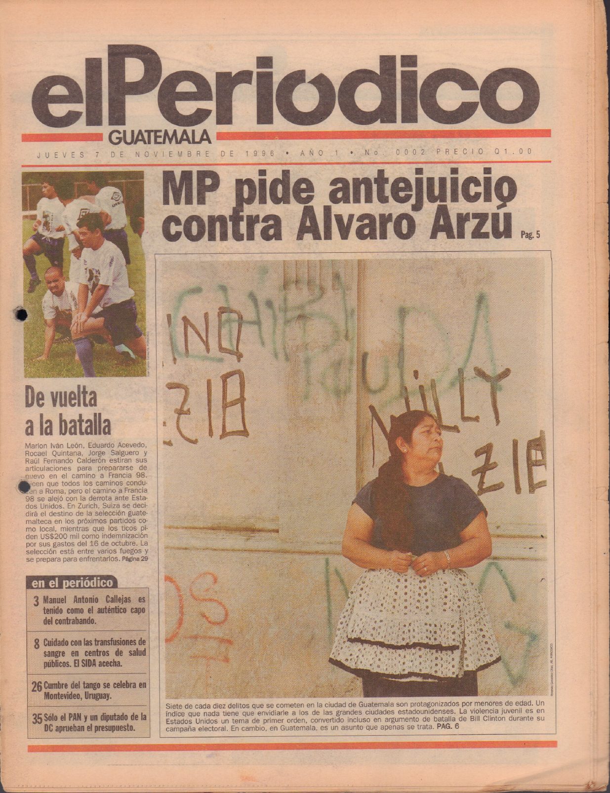 Portada de elPeriódico del 7 de noviembre de 1996, edición número 0002